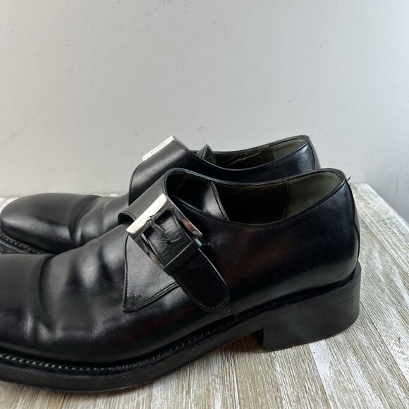Bruno Magli Mens Sz 9 Black monk strap leather dress shoes Buckle Made In Italy main image 7